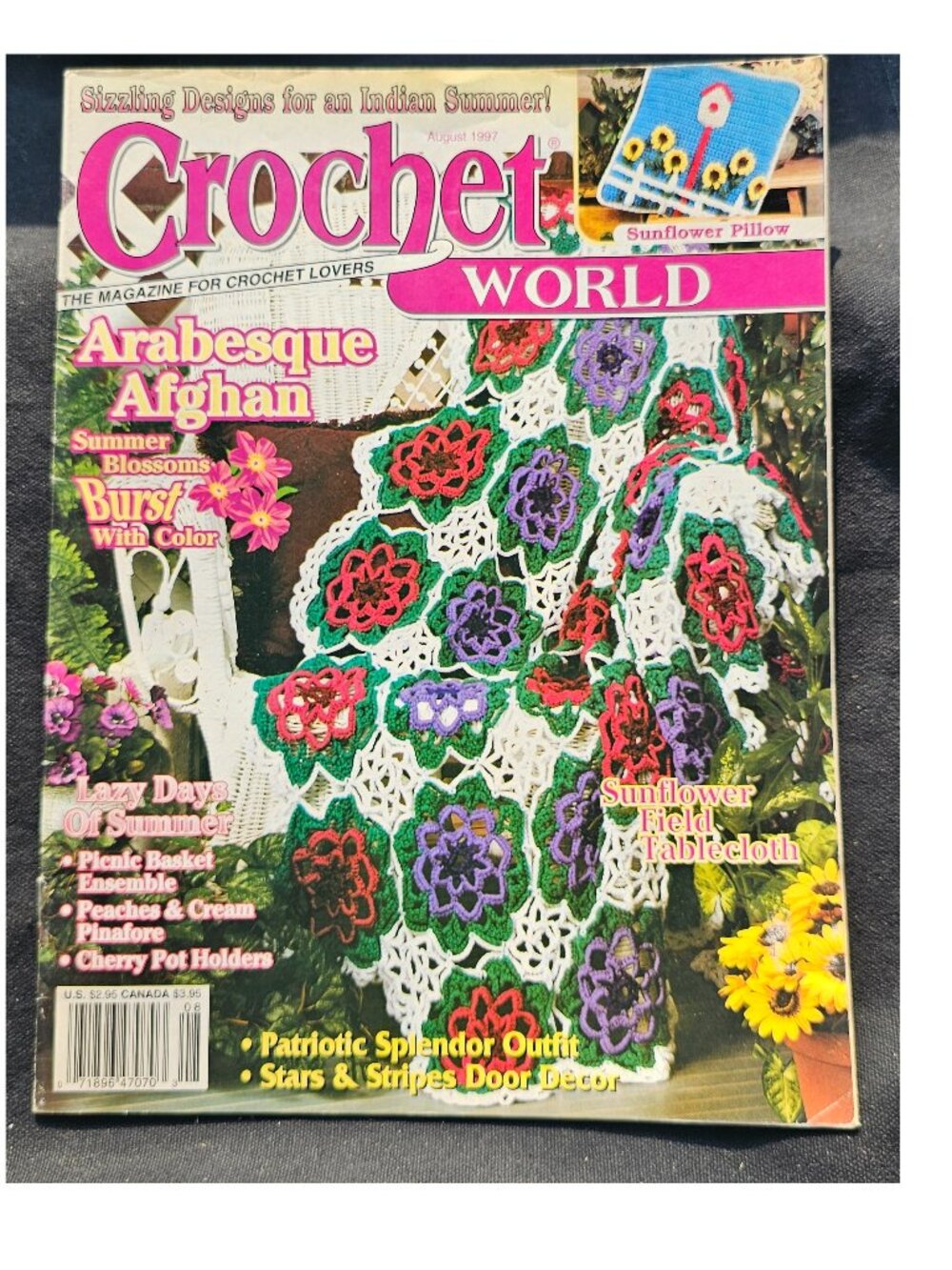 Crochet World August 1997 Summer Arabesque Sunflower
